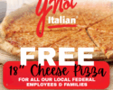 Free 18" Pizza for Federal Employees