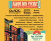 Poster for Bayou Bon Vivant Cajun festival with music lineup; May 15–17, 2026, Town Point Park, Norfolk, VA (yellow background).