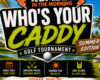 Event poster advertising a golf tournament: 'Rumble in the Morning' and 'Who’s Your Caddy? Summer Edition' with a golf ball graphic; date and venue shown at bottom: Friday, June 26 at Stumpy Lake Golf Course.