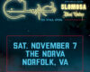 Concert poster announcing a show on Saturday, November 7 at The Norva in Norfolk, VA featuring Slomosa and Blood Vulture.