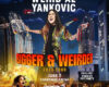 Poster for Weird Al Yankovic's Bigger & Weirder 2026 tour with date June 7 at Chartway Arena, featuring crowd, fire effects, and a dramatic cityscape background.