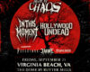 Event poster for Taste of Chaos tour: bold red circular design with band logos and Virginia Beach, VA show details.