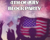 Silhouetted crowd celebrating July 4th with an American flag and colorful fireworks in the sky