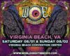 Poster advertising World Oddities Expo in Virginia Beach, VA, Aug 1–2 at the Virginia Beach Convention Center. Features stylized ravens and the expo website worldodditiesexpo.com.